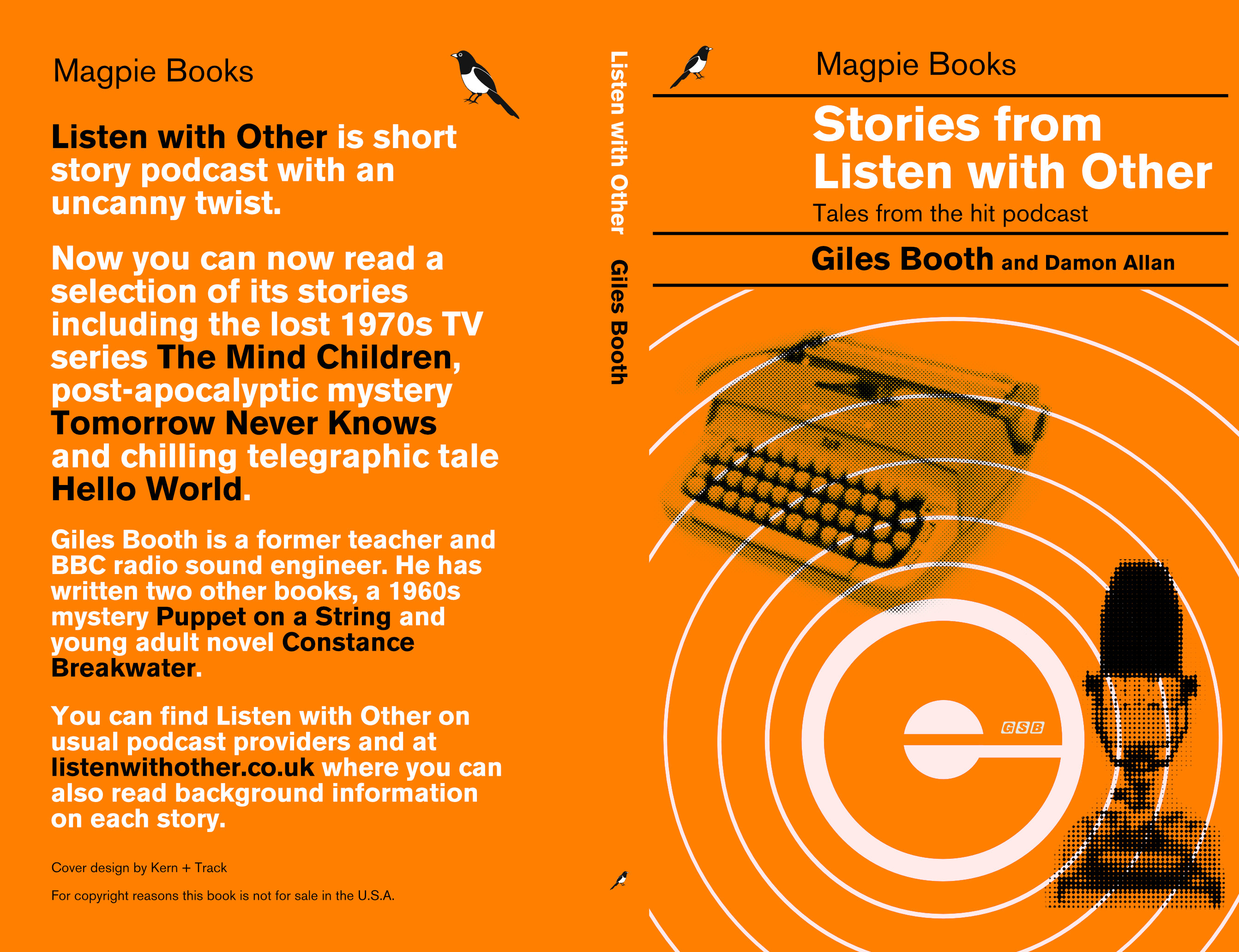 Cover of a book called 'Stories from Listen with Other' by Giles Booth, an old BBC microphone and concentric circles